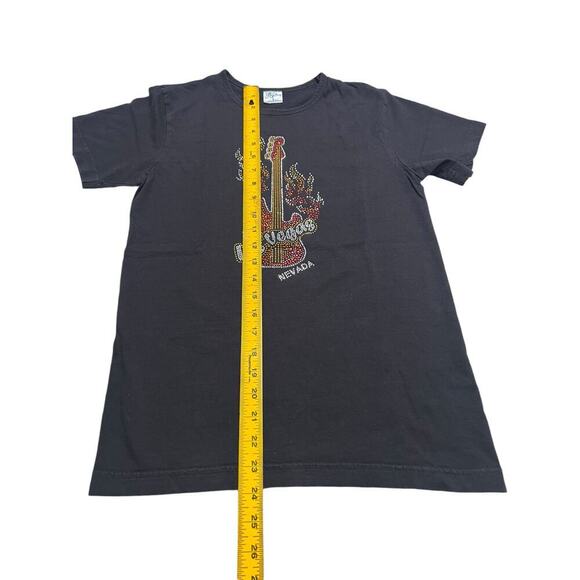 Vintage‎ Las Vegas Nevada Rock Star Guitar Bling T-Shirt - Flames / Red - size S - Picture 5 of 6